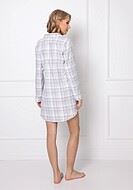 Pajamas dress, long sleeves, pocket, checkered pattern